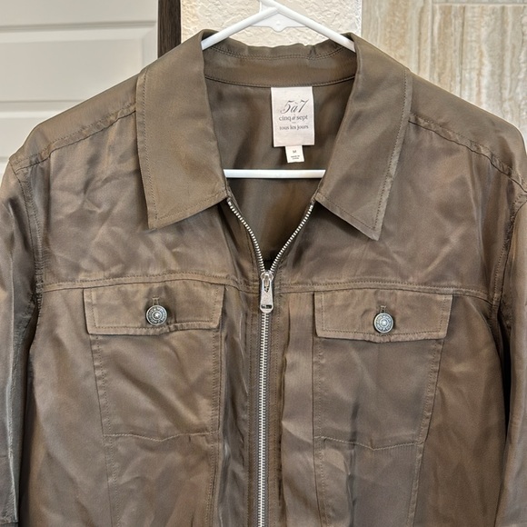 Cinq a Sept Helene Green Zip Peplum Jacket Size Medium - Picture 3 of 14